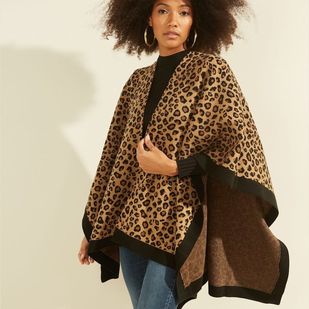 GUESS Leopard Print Ruana - Picture 2 of 7
